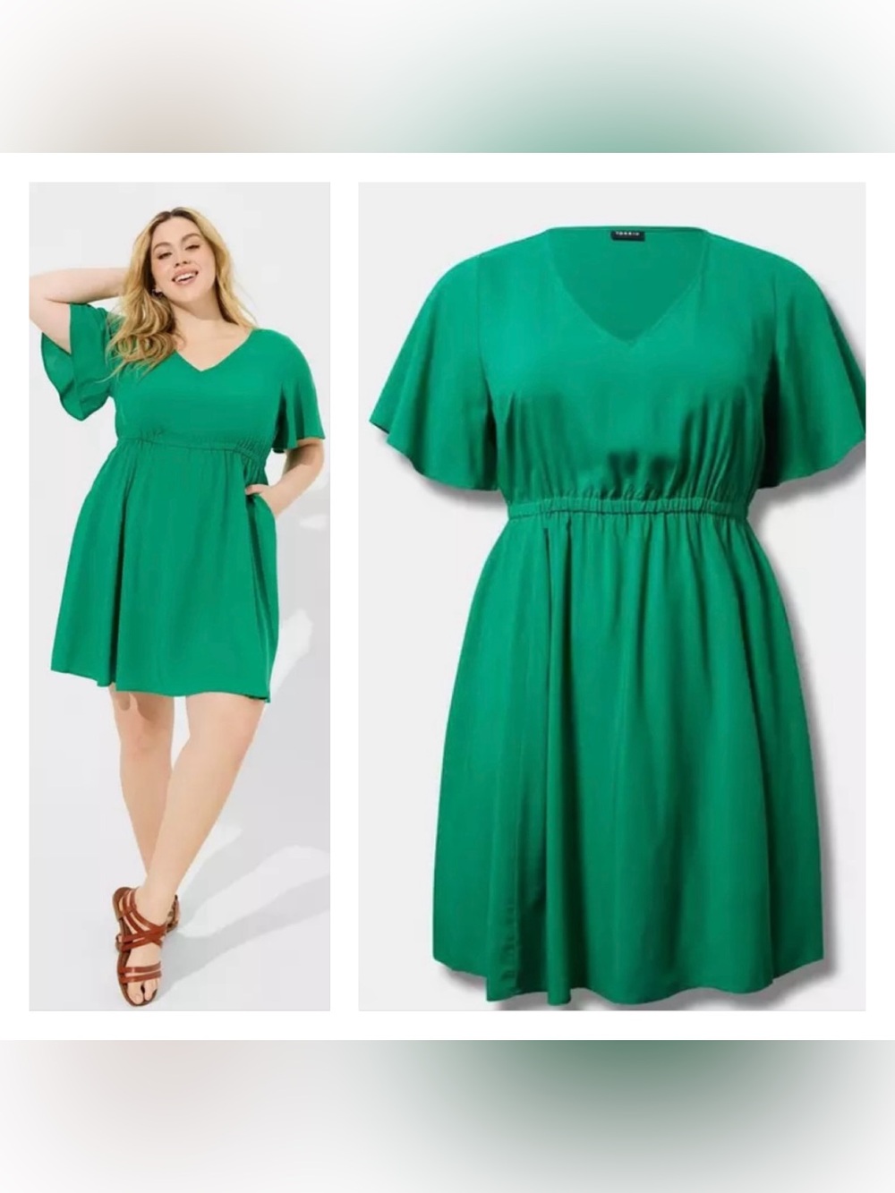 Torrid Baby Doll Kelly Green Dress 4X Coastal Euro Summer Beachy Resort Bohemian